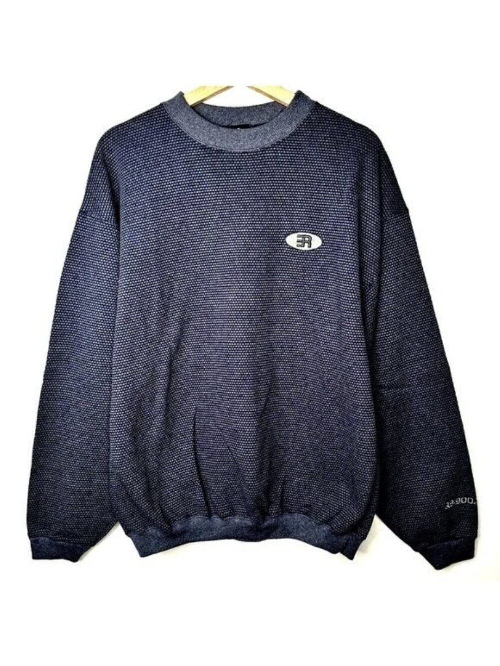 H.L. Miller Gold Sweater Mens L Vintage USA QS-9000 Textured Knit Pullover Blue